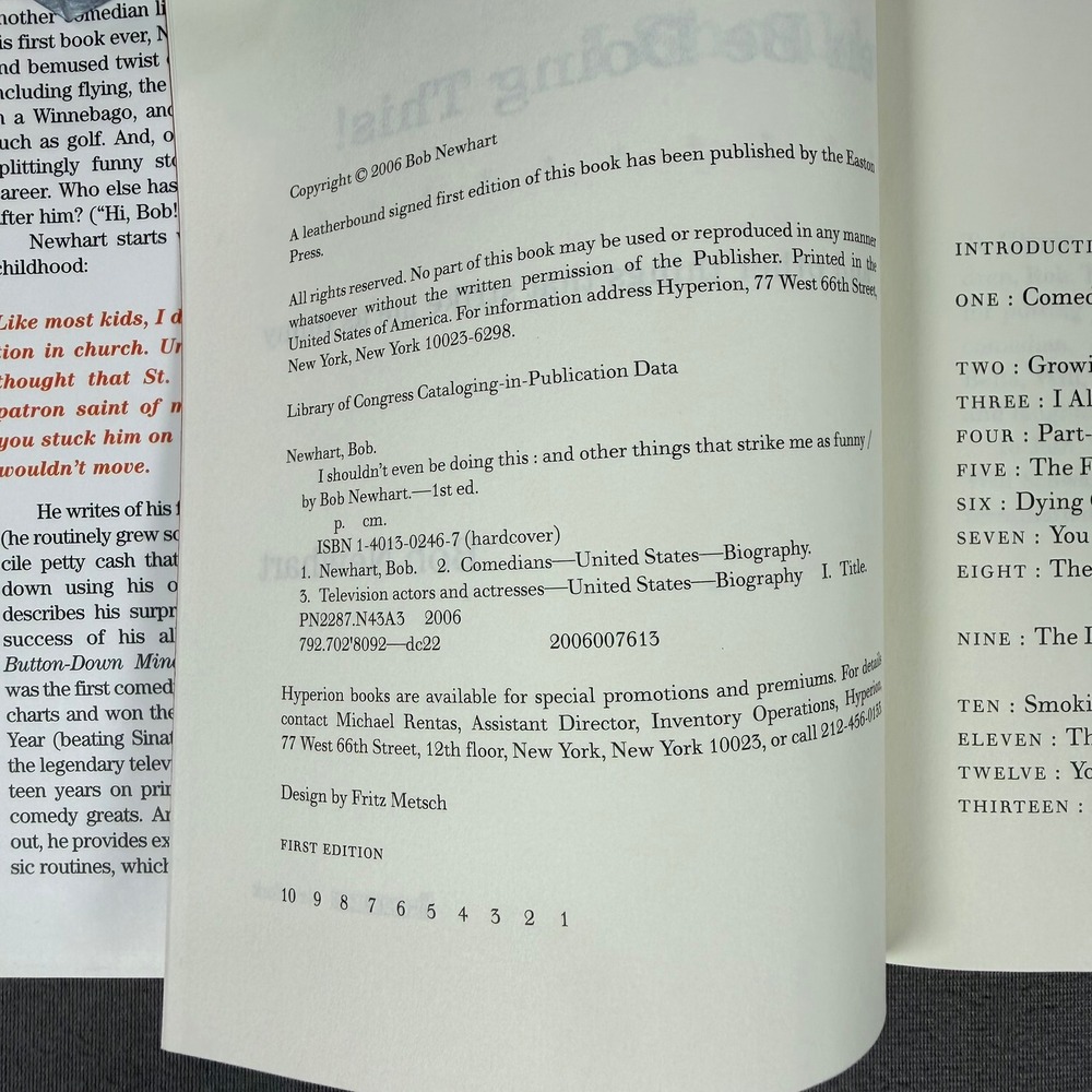 Bob‎ Newhart I Shouldn't Even Be Doing This Hardcover 1st Ed 1st Print Memoir - Picture 7 of 9